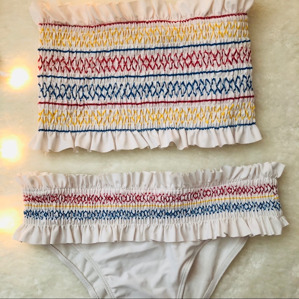 White, Yellow, Red, & Blue Bandeau Bikini SHEIN